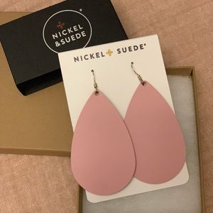 Nickel and Suede Soft Rose Earrings
